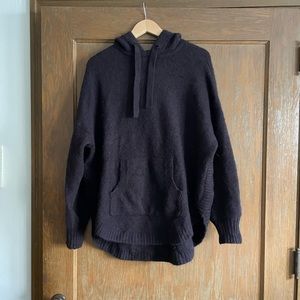 Dark brown almost purple wool blend sweater hoodie